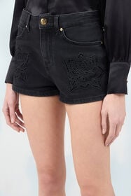 RC Jeans Shorts Neri Con Ricamo Rosa BLACK SOJ20P-DN001