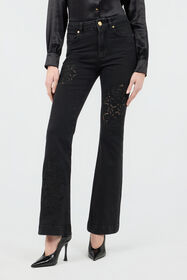 RC Jeans Flared Black With Floral Embroidery BLACK SOJ20J-DL001