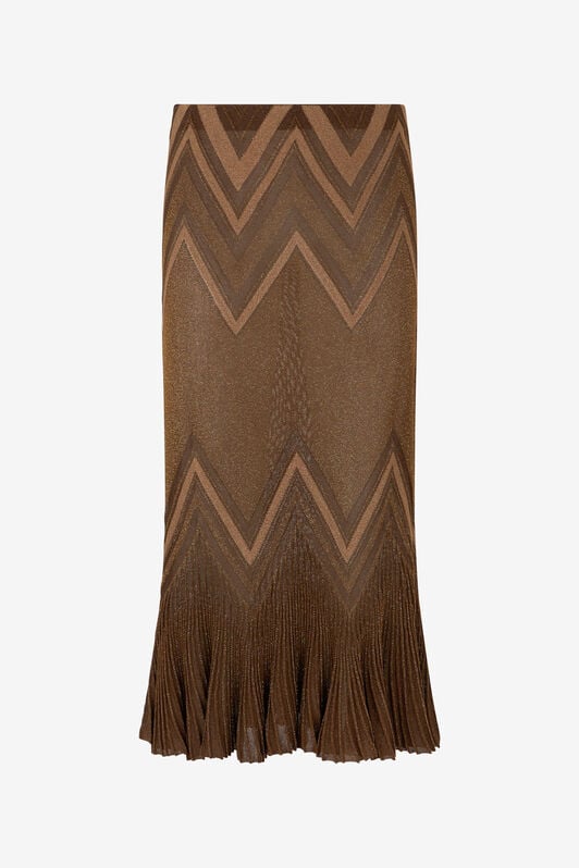 RC Chevron Jacquard Lurex Knit Skirt RC Chevron Jacquard Lurex Knit Skirt BROWN/PINK XQM301-MO007