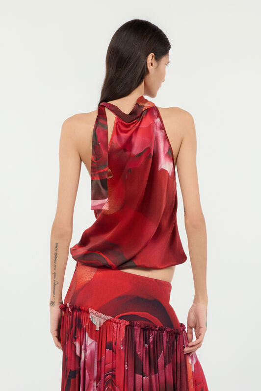 RC Silk Garden Rose-Print Top RC Silk Garden Rose-Print Top Red UKT600-RYN48