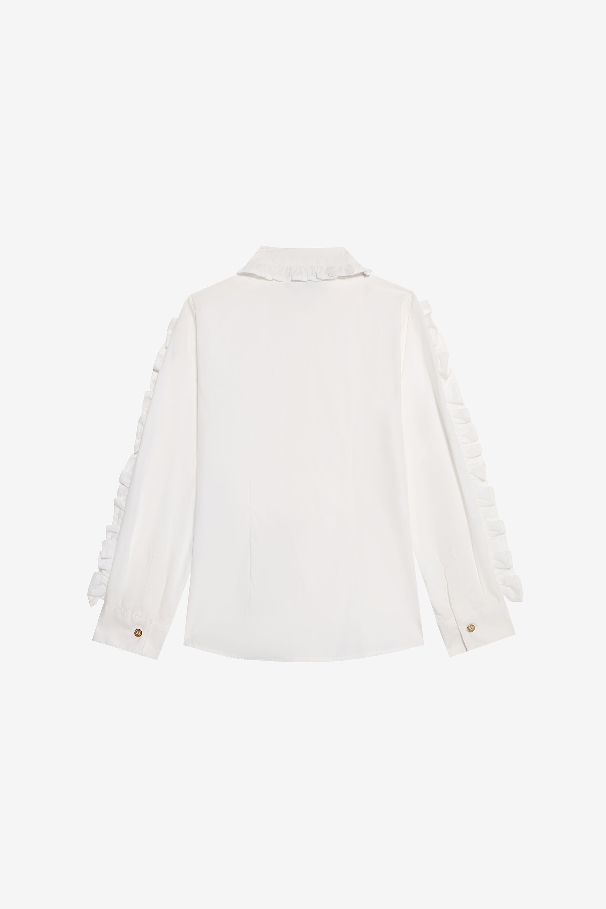 JU White Cotton Shirt With Ruffles JU White Cotton Shirt With Ruffles OPTICAL WHITE VJT70A-CH004