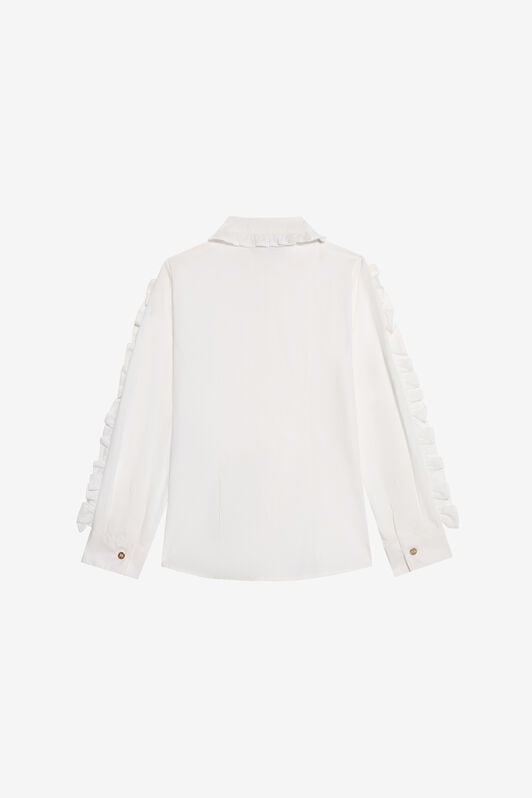 JU White Cotton Shirt With Ruffles JU White Cotton Shirt With Ruffles OPTICAL WHITE VJT70A-CH004