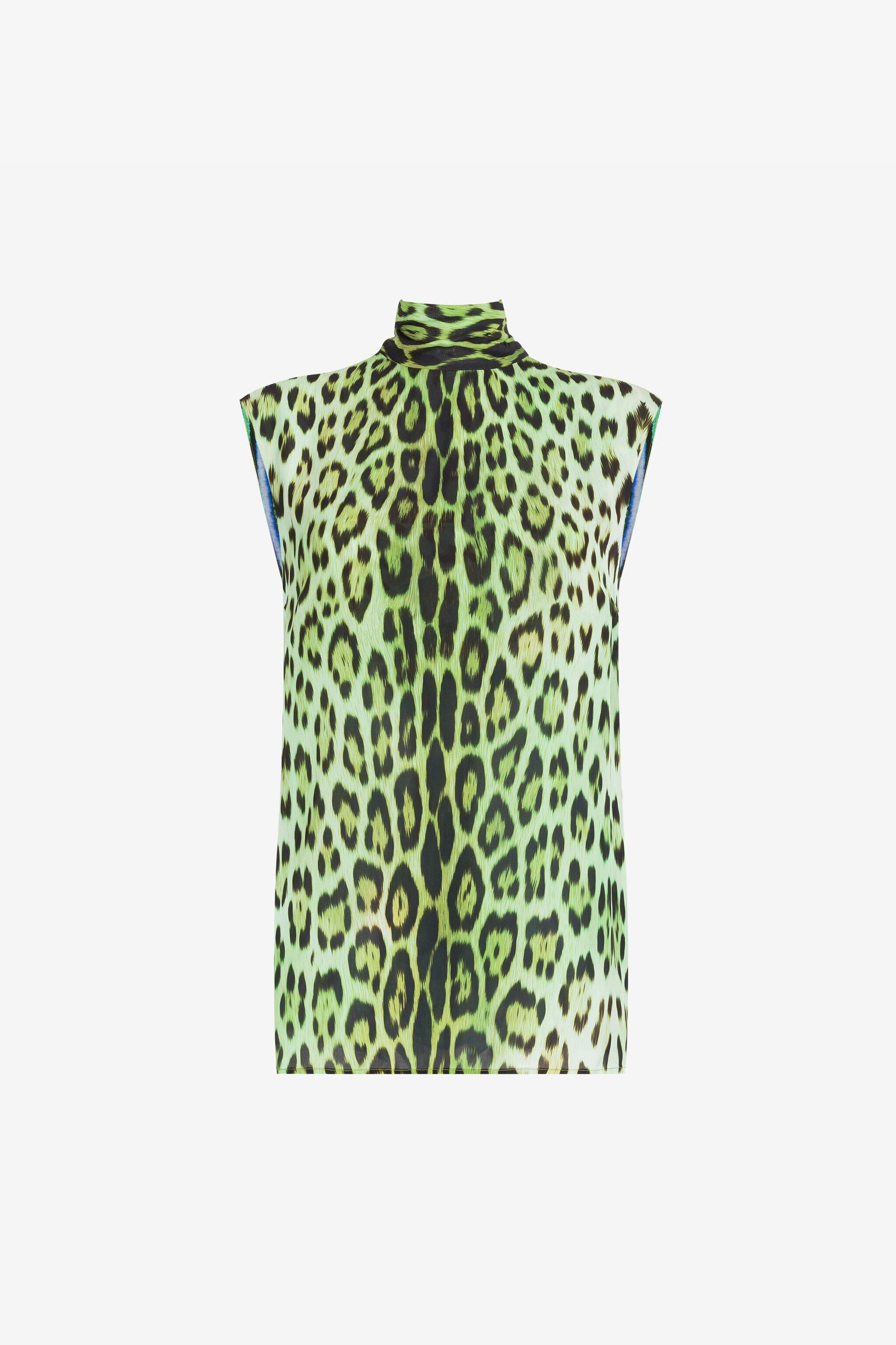 RC Jaguar And Exotic Stripe-Print Top RC Jaguar And Exotic Stripe-Print Top Light green QKT641-7HF53