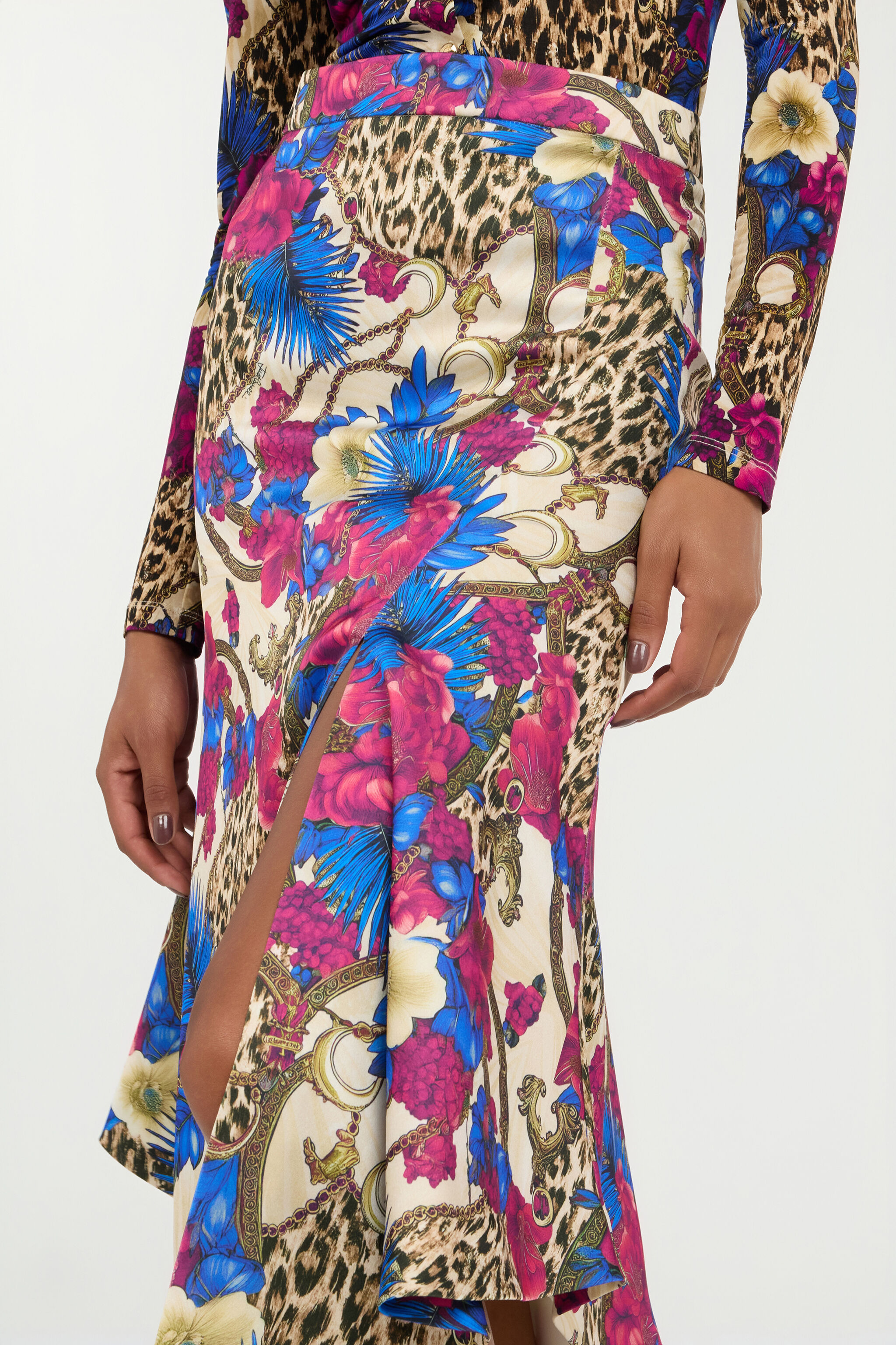 JC Falda Midi Estampado Flower Leo JC Falda Midi Estampado Flower Leo 700 BEIGE + 343 CILI VFT166-VF279