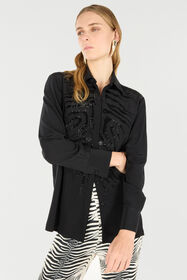 RC Camicia in seta ricamo zebrato Nero UKR709-SY001