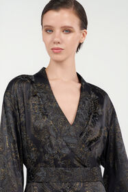 RC Ornamental Black Silk Kimono Dress BLACK WKT197-SZR36