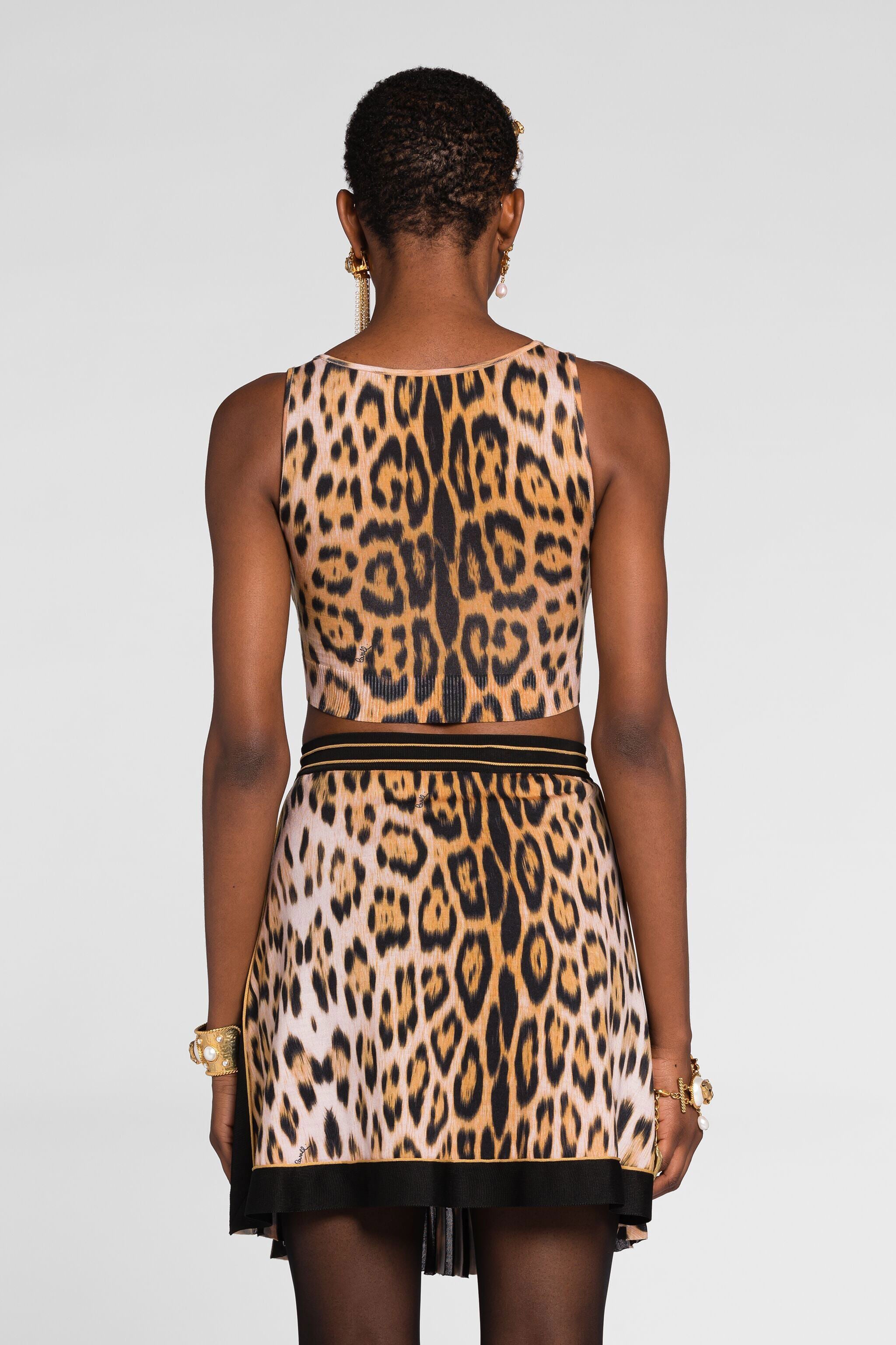 RC Leopard-print cropped top RC Leopard-print cropped top Marrón claro QKM605-MH001