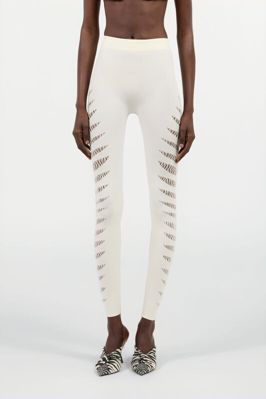 RC Elfenbeinfarbene Leggings mit Cut-outs Elfenbein UKT230-MA001