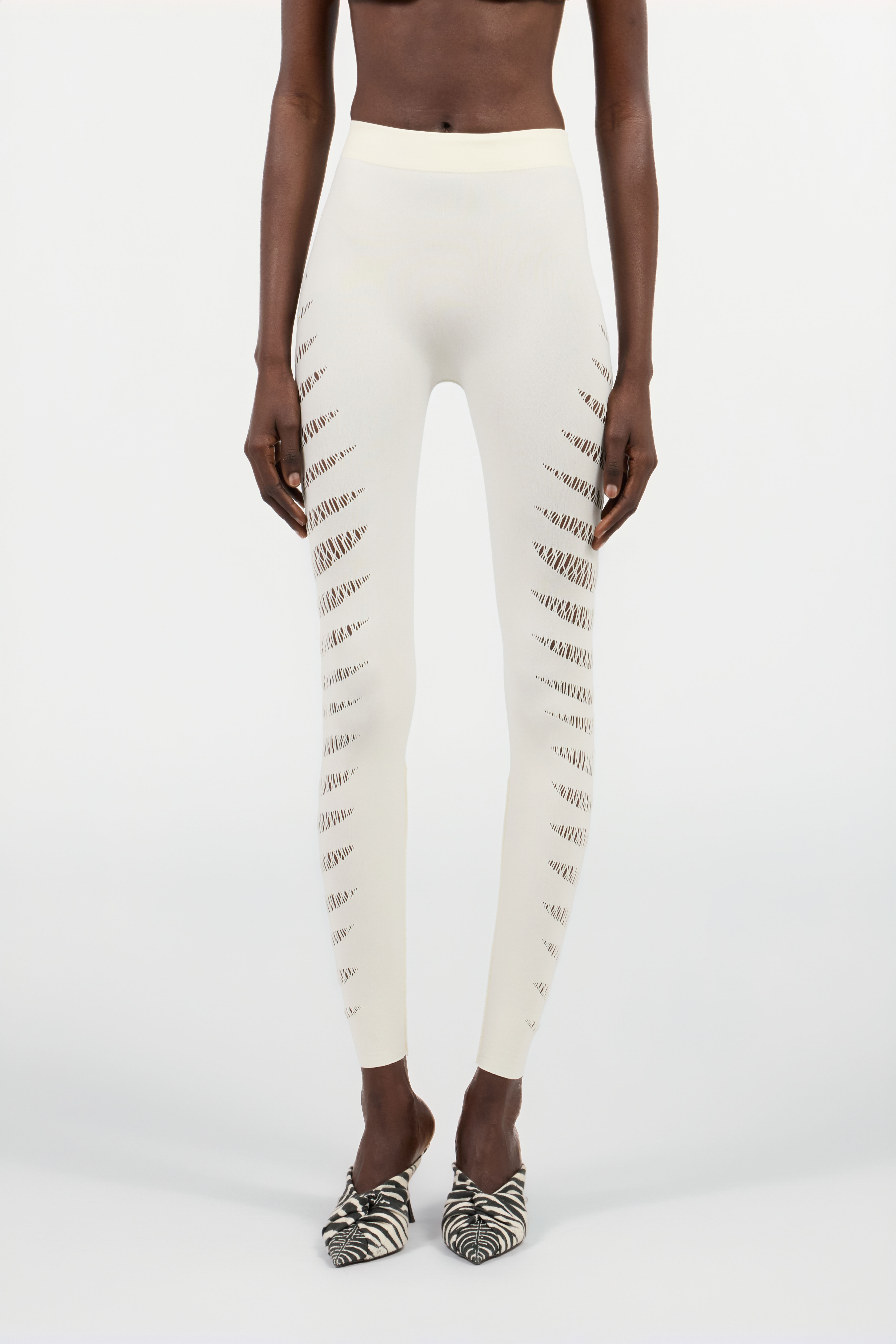 RC Elfenbeinfarbene Leggings mit Cut-outs Elfenbein UKT230-MA001