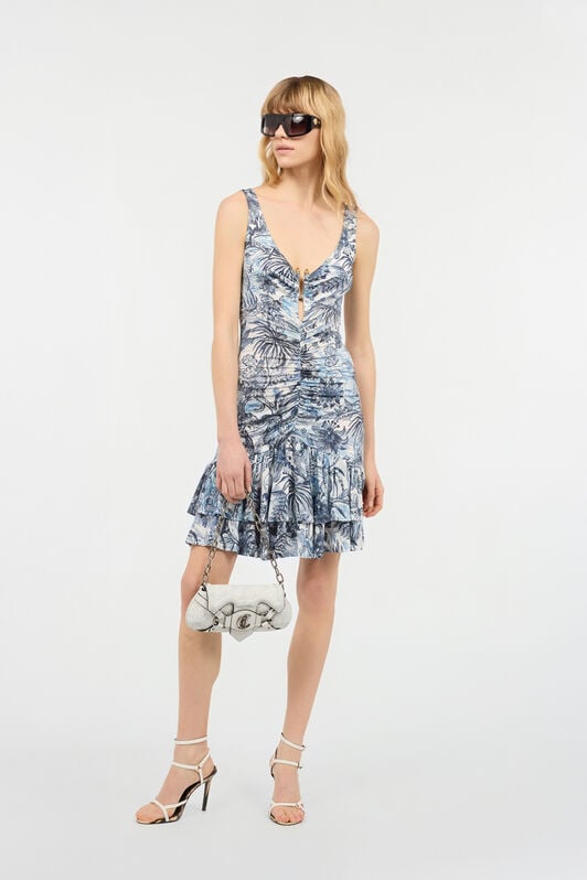 JC Short Jungle-Print Dress JC Short Jungle-Print Dress Light blue UFT169-UF235
