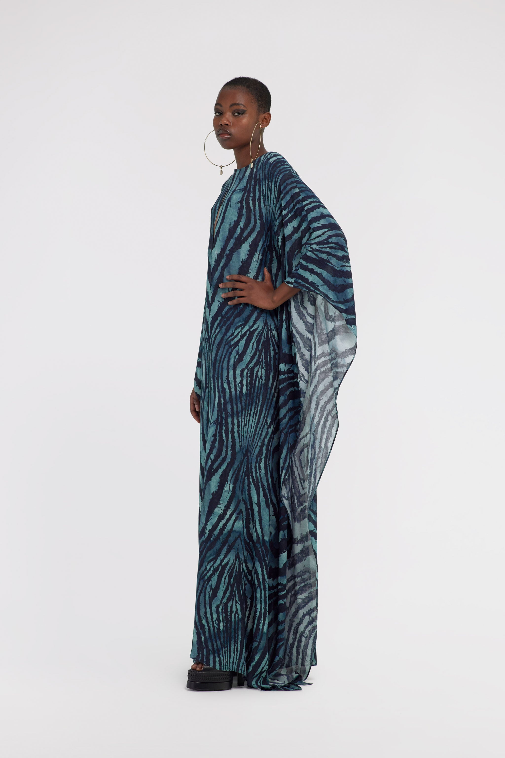 RC Kaftan with devorè effect RC Kaftan with devorè effect Azul oscuro SKT144-7HL78