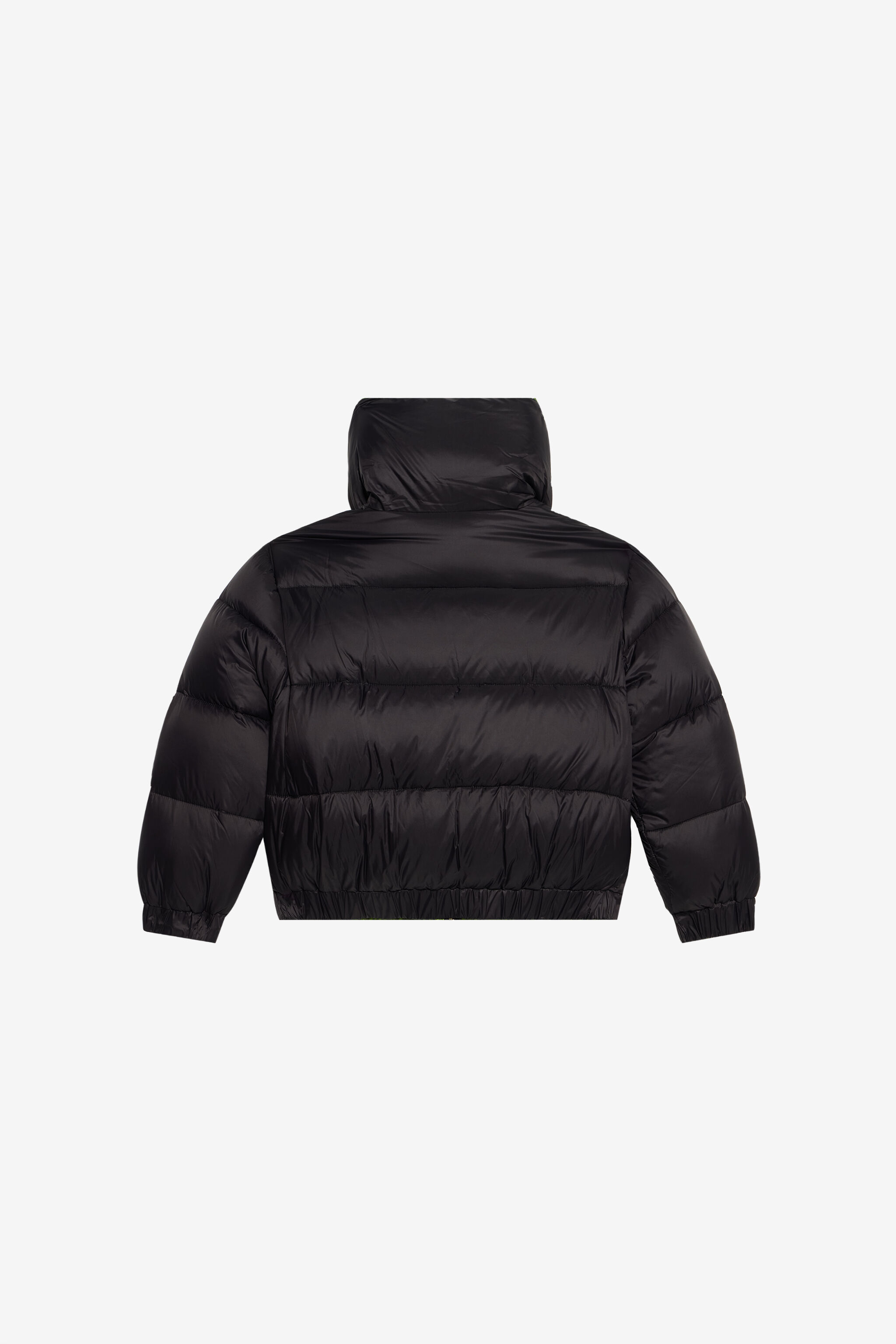 JU Schwarze Steppjacke mit grünem Jaguar-Print-Futter JU Schwarze Steppjacke mit grünem Jaguar-Print-Futter BLACK/G.V. XJT40T-5RS64