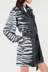 RC Short Silk Dress With Zebra Print Black/White UKT163-4QN50