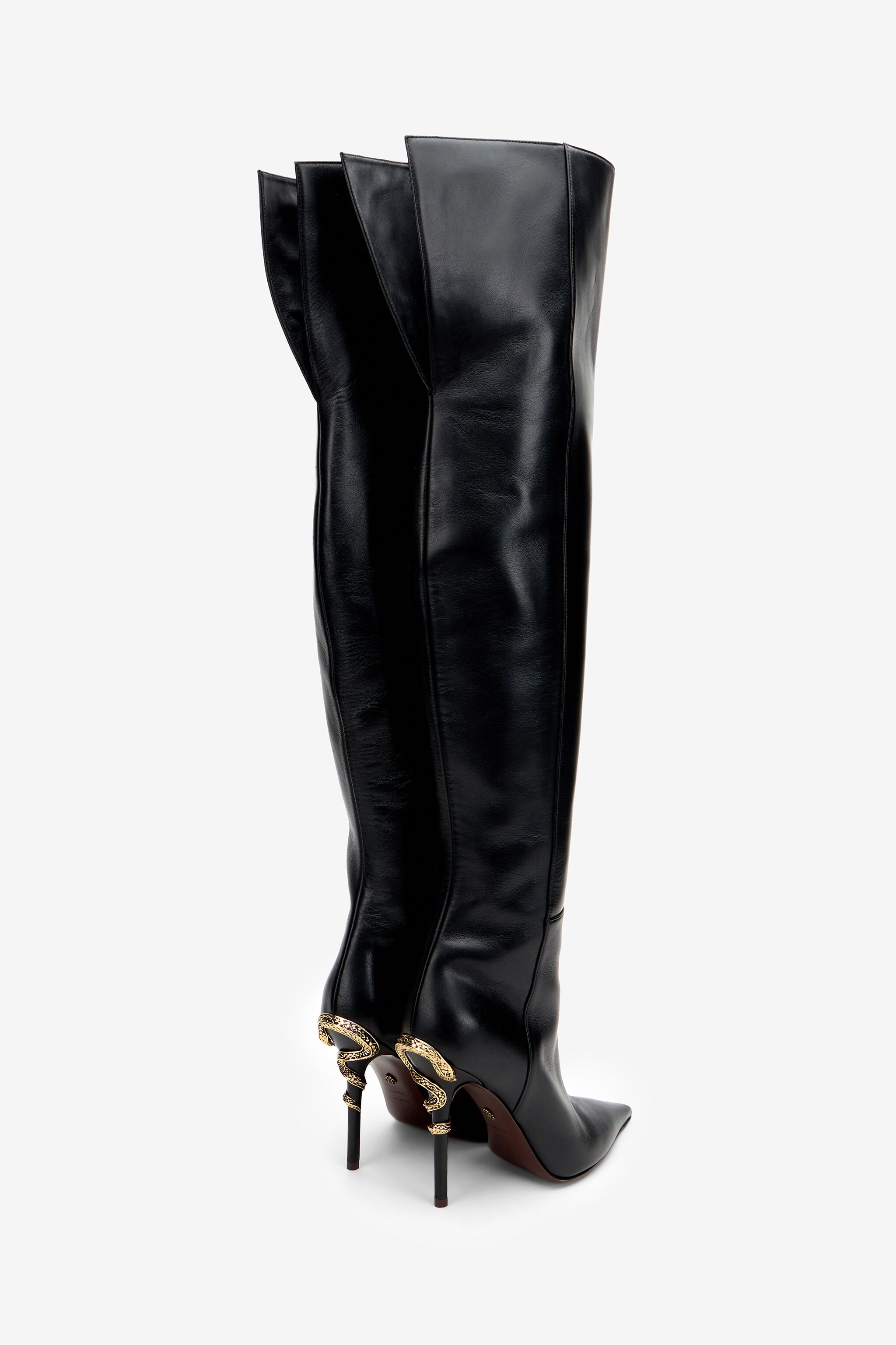 RC Serpentine Over The Knee Leather Boots RC Serpentine Over The Knee Leather Boots BLACK XQS002-PZ319