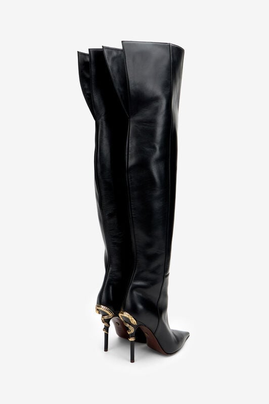 RC Serpentine Over The Knee Leather Boots RC Serpentine Over The Knee Leather Boots BLACK XQS002-PZ319