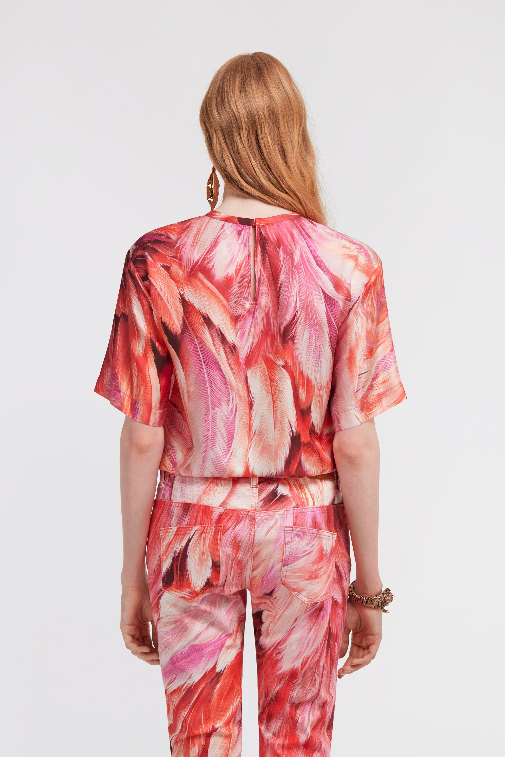 RC Plumage print t-shirt Fuchsia SWT644-4QL71