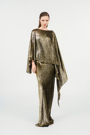 RC Asymmetric Gold Lamé Dress LIGHT GOLD WKT199-FT060