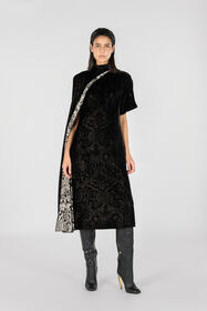 RC Long dress with Brocade print Black TWT122-VUN25