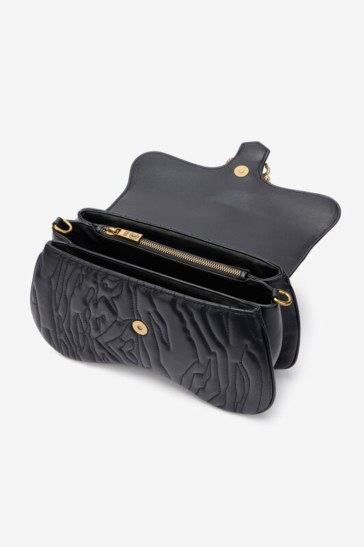JC Black Quilted Shoulder Bag with Snake Buckle BLACK UFB028-UF397