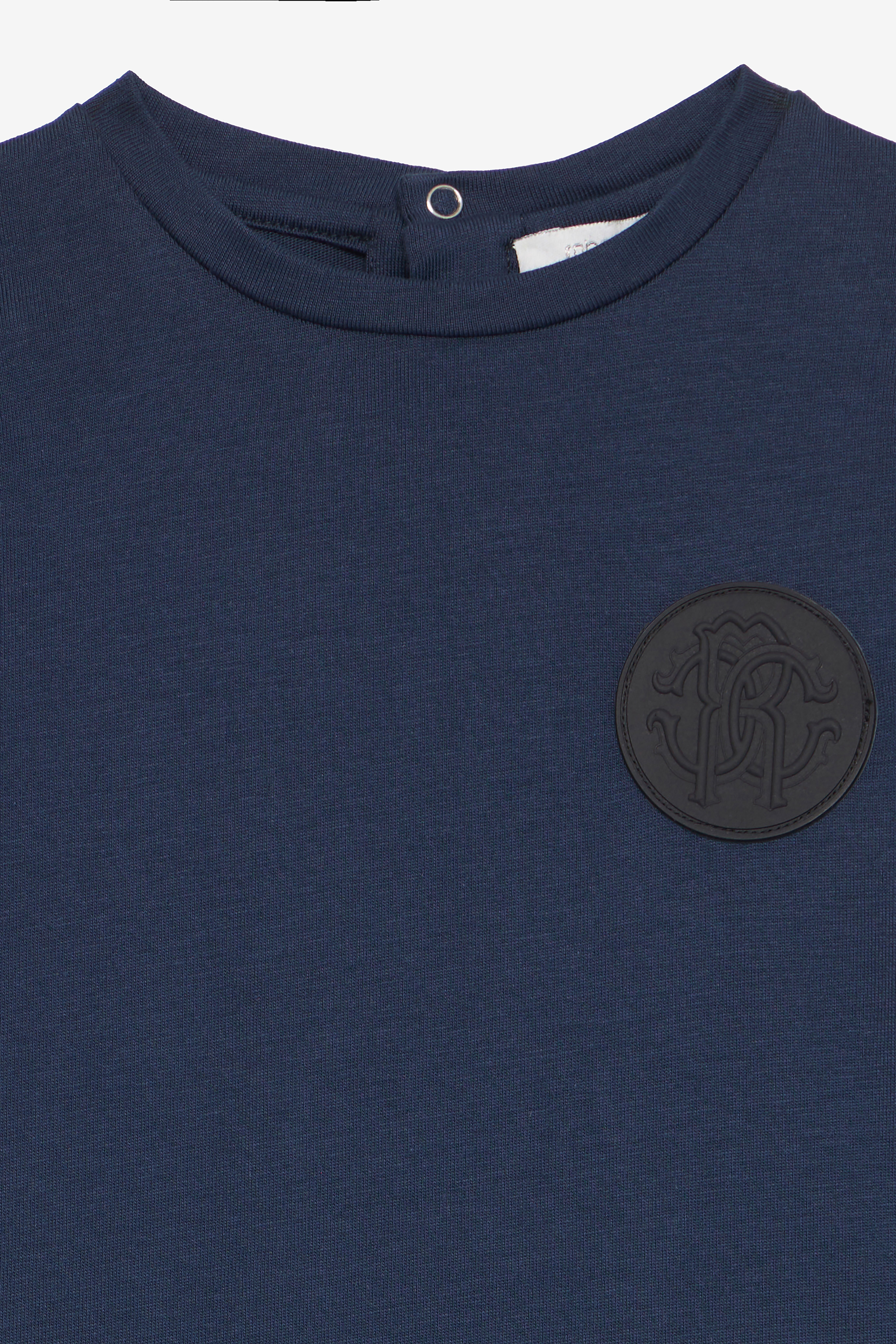 JU T-Shirt En Coton Doux Avec Écusson JU T-Shirt En Coton Doux Avec Écusson Bleu foncé UJT622-JD001