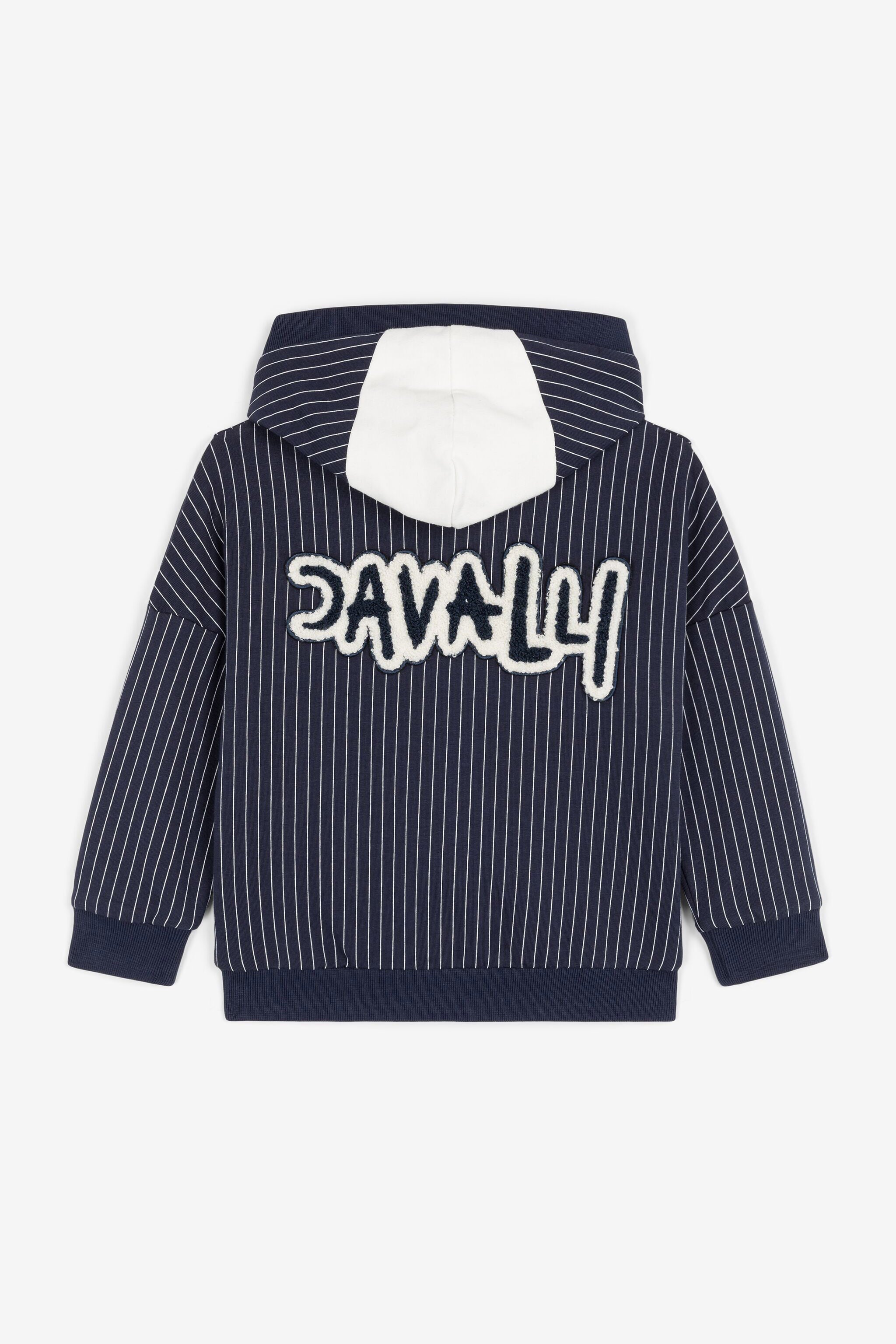 JU C Logo-Appliqué Striped Hoodie JU C Logo-Appliqué Striped Hoodie Dark blue OJT90C-HUC77