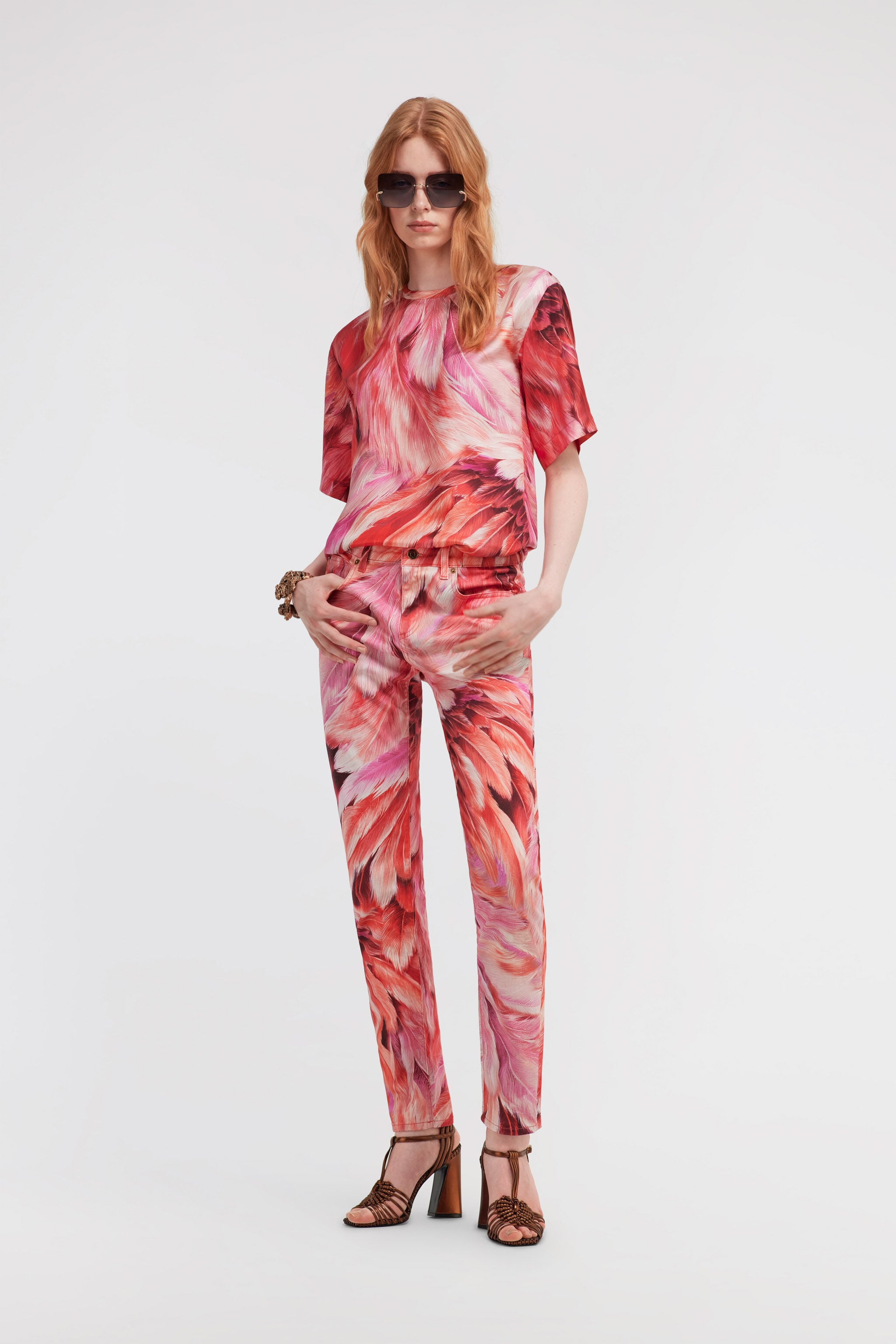 RC Plumage print t-shirt Fuchsia SWT644-4QL71