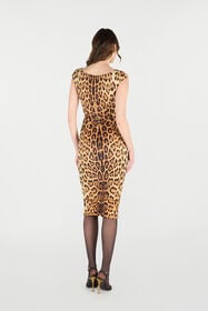 RC Midi Dress With Jaguar Skin Print Brown VKT112-JMP73
