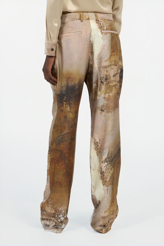 RC Hose In Beige Aus Seide Mit Print Marmor RC Hose In Beige Aus Seide Mit Print Marmor Hellbraun VWT205-OZQ74