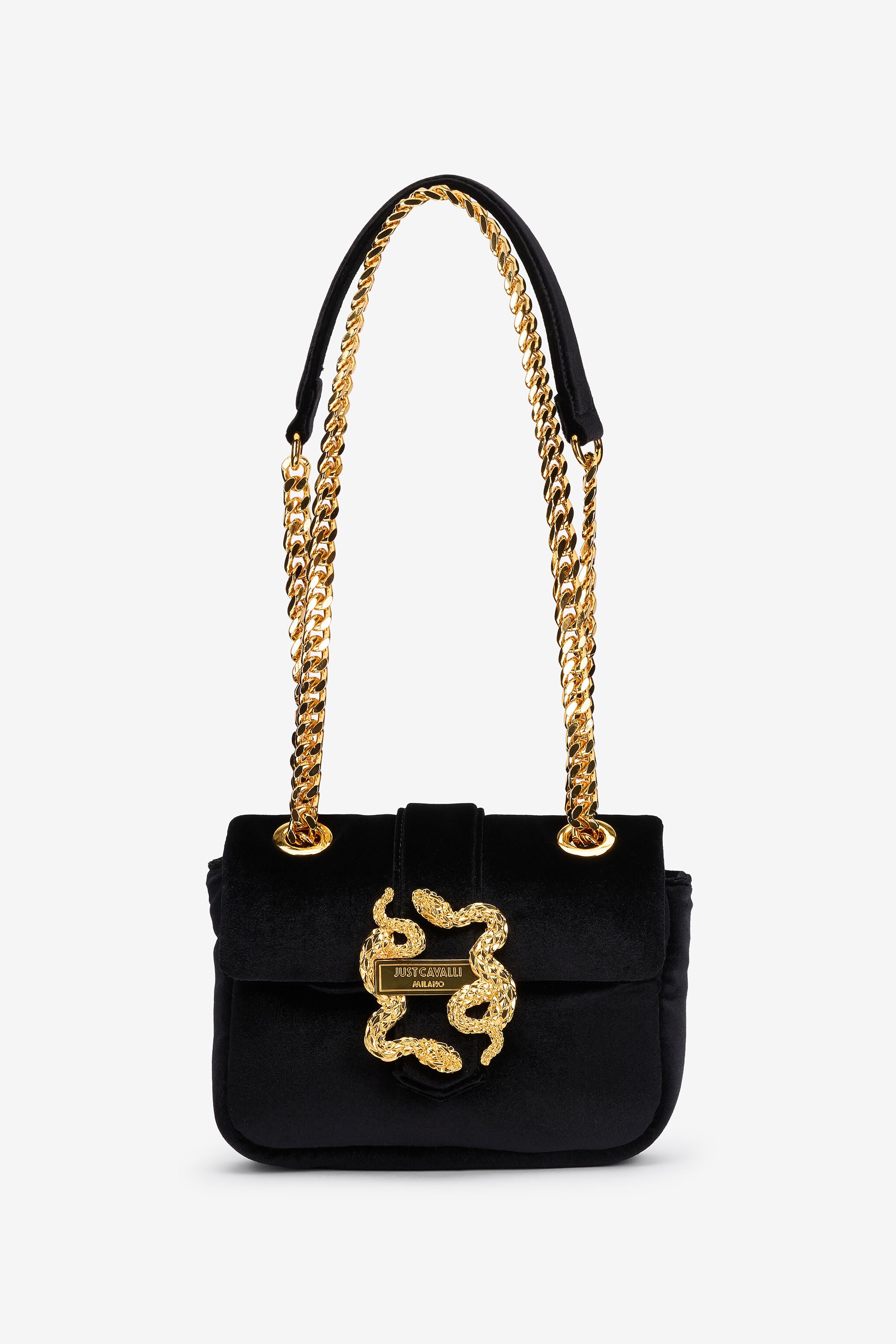 JC Black Velvet Shoulder Bag Snake Buckle JC Black Velvet Shoulder Bag Snake Buckle BLACK VFB061-VF693
