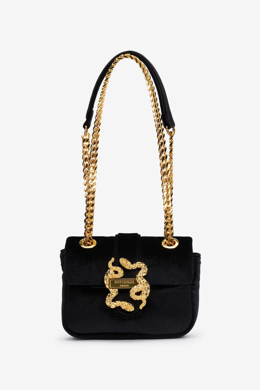 JC Black Velvet Shoulder Bag Snake Buckle JC Black Velvet Shoulder Bag Snake Buckle BLACK VFB061-VF693