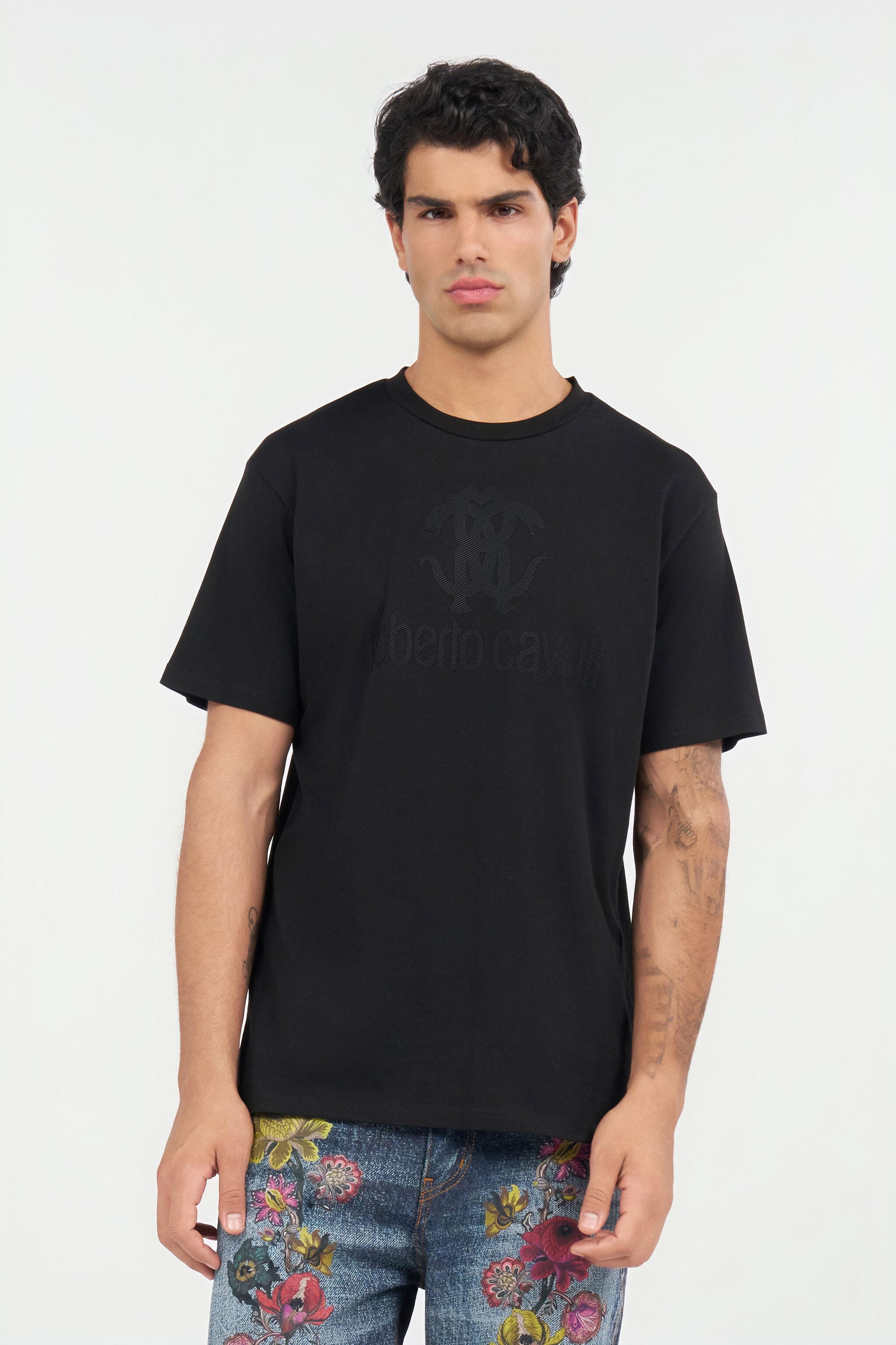 RC Schwarzes T-Shirt mit Monogram RC RC Schwarzes T-Shirt mit Monogram RC BLACK QOT60D-JD060