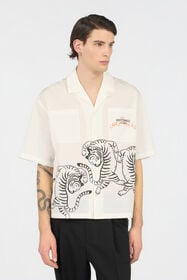JC Camisa Color Marfil Con Tigres y Logotipo OFF WHITE WFM007-WF155