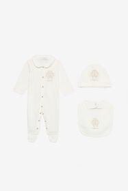 JU Kit: beanie, bib, and romper White TJT820-JD001