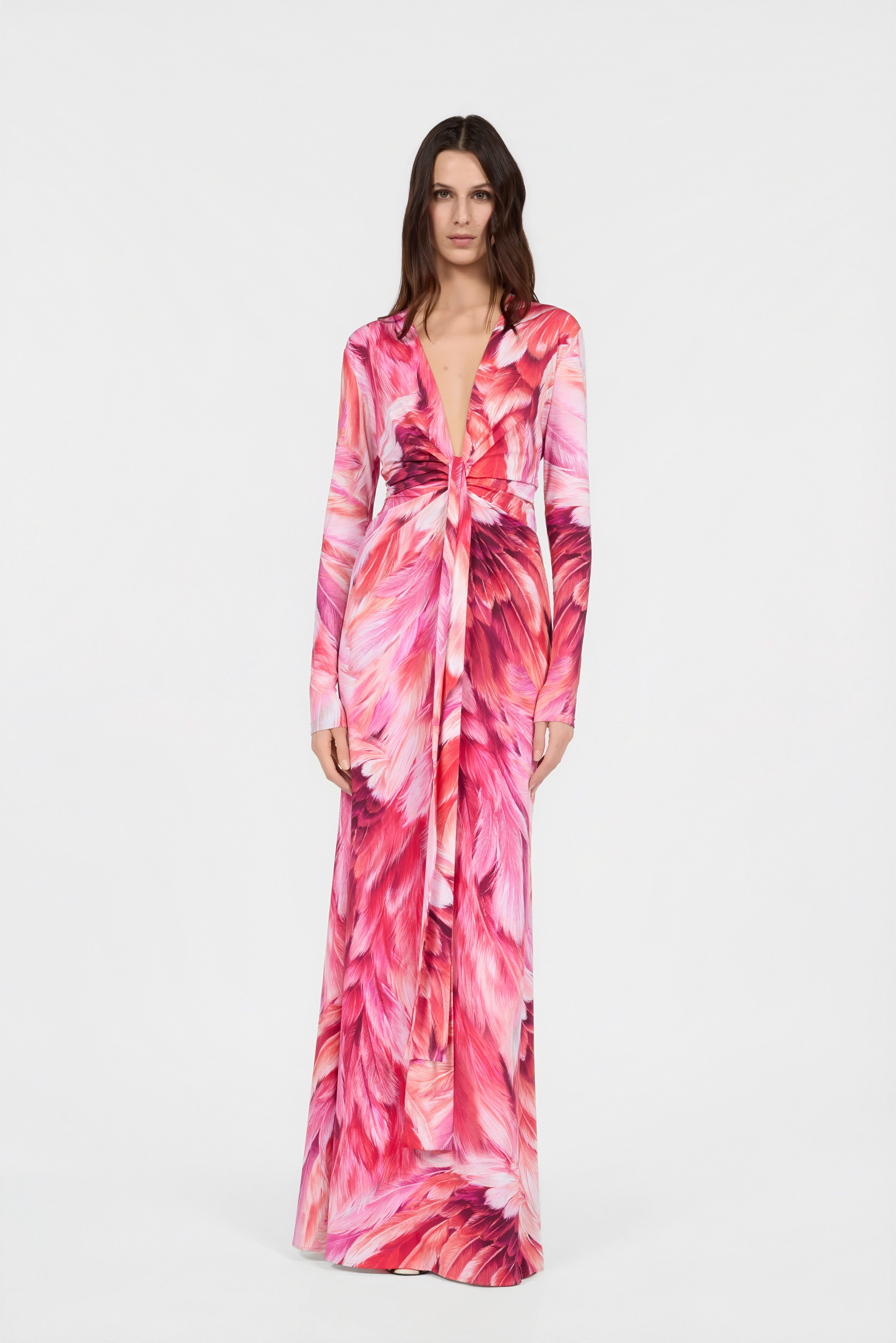 RC Vestido Maxi Estampado Plumange RC Vestido Maxi Estampado Plumange PEONIA SWT152-LNL71