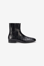 RC Black Ankle Boots Croc-Embossed Finish COCCO BLACK TOS00B-PZA72
