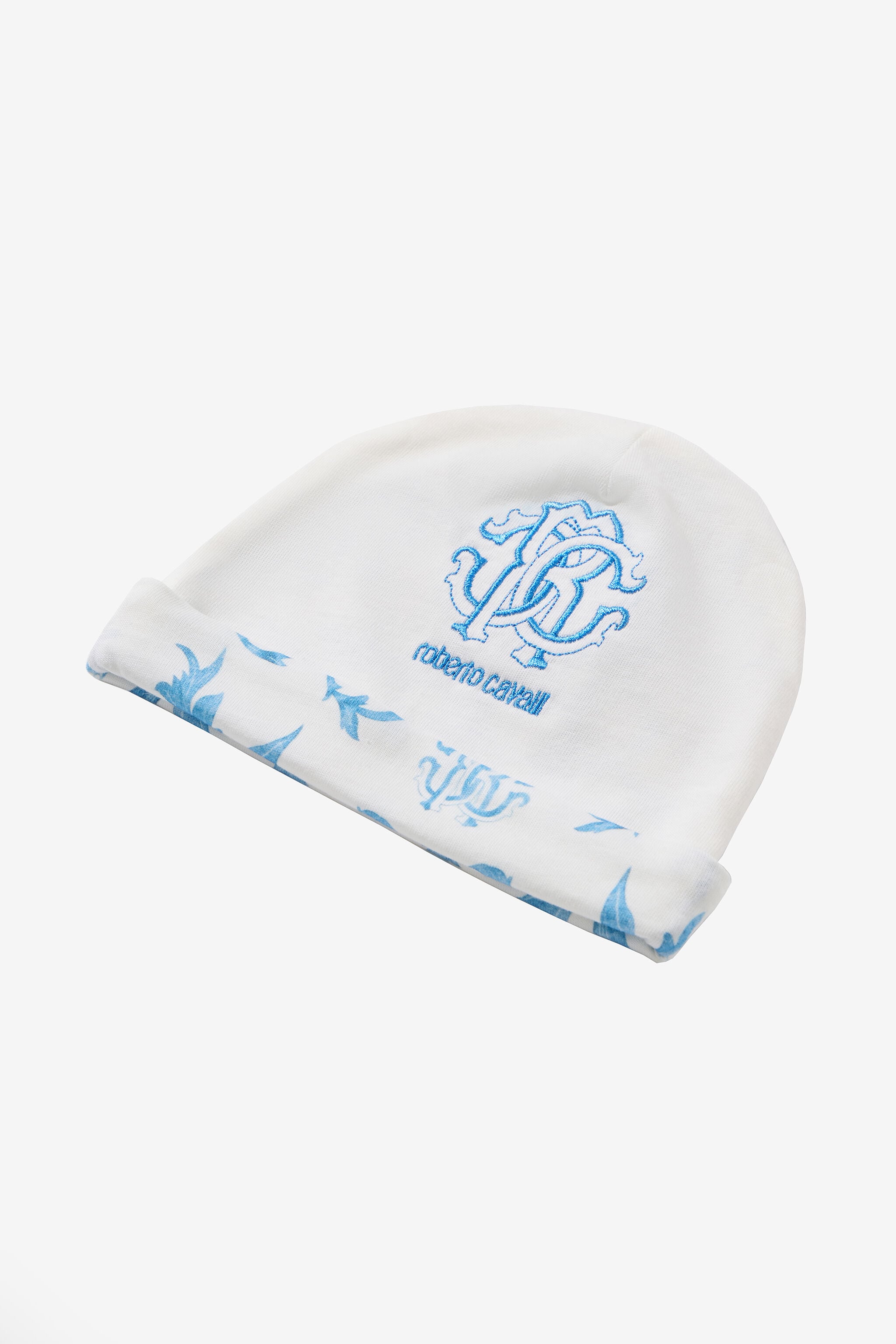 JU Romper Suit And Hat Set With RC Monogram JU Romper Suit And Hat Set With RC Monogram Light blue UJT812-JD001
