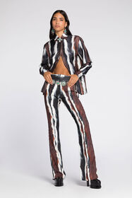 RC Animal-Print Silk Shirt Dark brown/White RKT704-4QH05