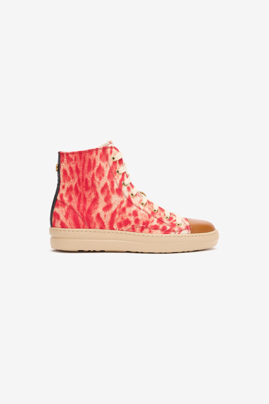 RC High-Top Sneakers with Zebra Print Red UKS040-SMC77