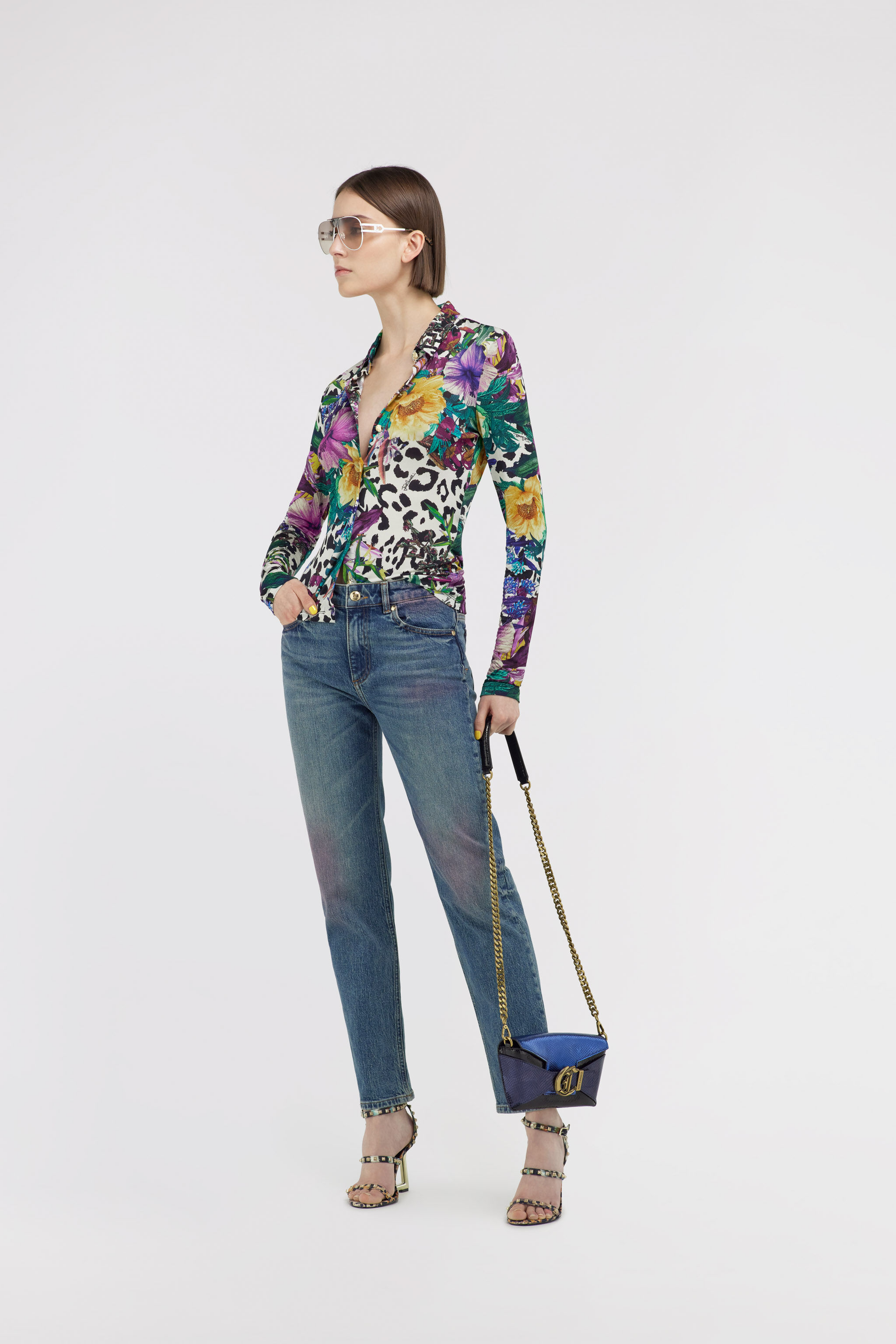 JC Just Cavalli shirt JC Just Cavalli shirt Grün/Lila SFT098-SF943