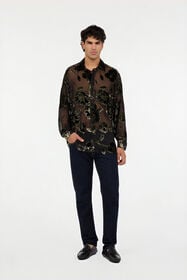 RC Chemise noir et or see-through motif floral BLACK AND GOLD VNT723-FC006