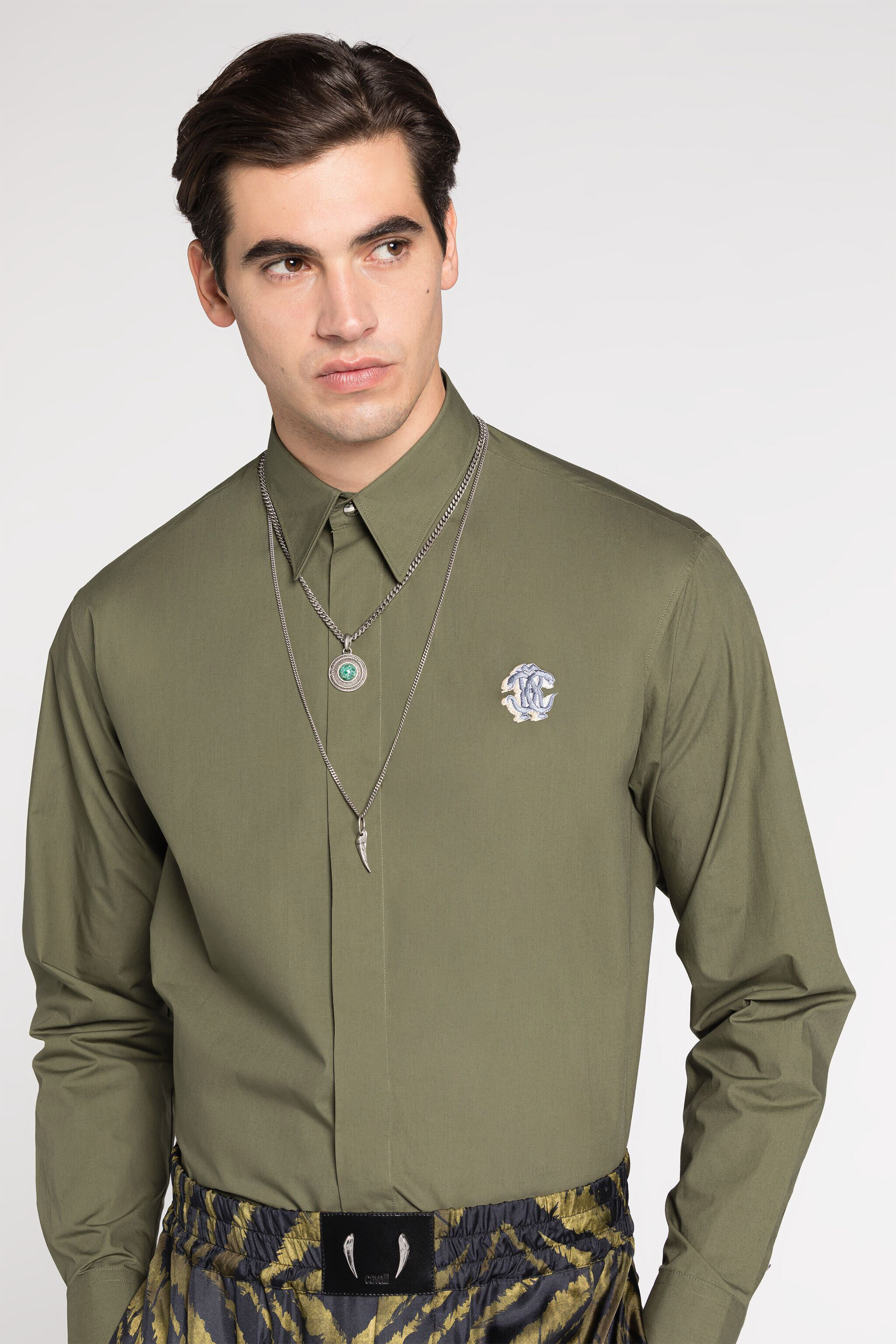RC Embroidered-logo cotton shirt RC Embroidered-logo cotton shirt Green RRT710-CH061