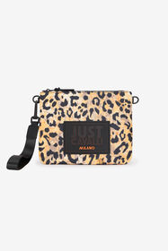 JC Pochette con stampa Leopard e laccio da polso Marron clair SFB010-SF341