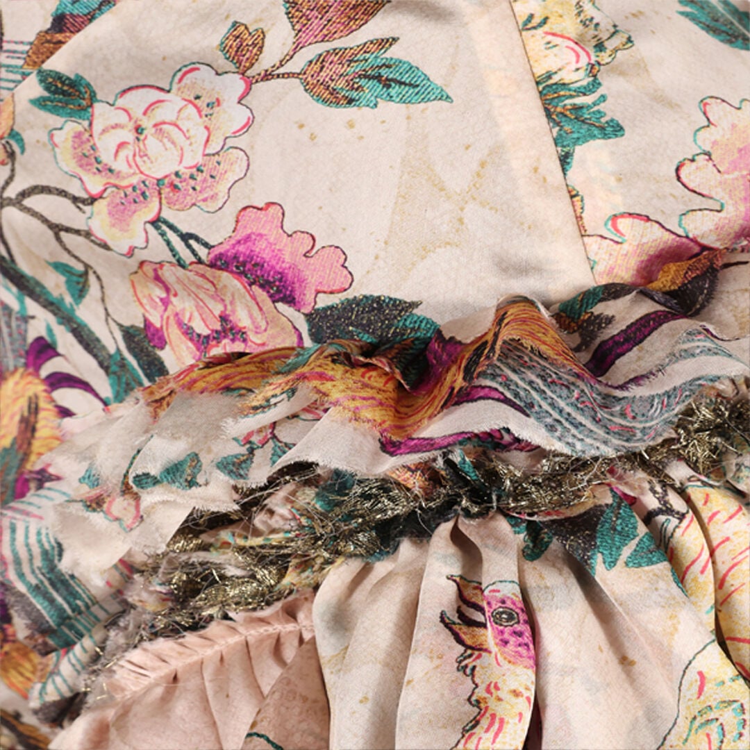 テンさん専用　roberto cavalli Oriental Bird Print Mini Dress in Ivory/Pink for Women | Roberto