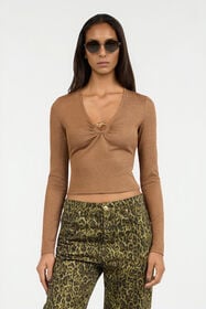 JC Bronze Lurex Crop Top With Ring Detail BRUNETTE VFT212-VF335