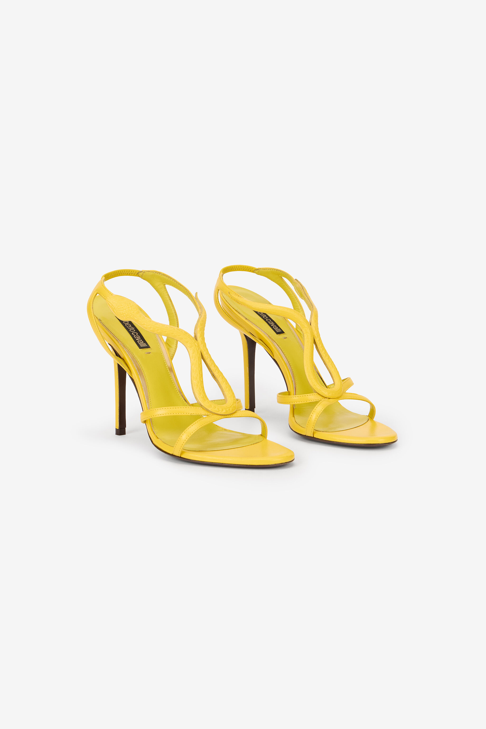 Leather Sandals with Snake Detail in YELLOW for Women | Roberto