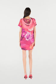 RC Crinkle-Effect Dress With Rose Print RC Crinkle-Effect Dress With Rose Print Fuchsia UKT155-FQN48