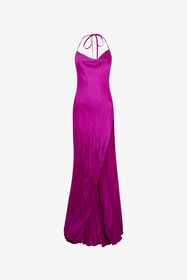 RC Crinkled Silk Long Dress Fuchsia UWT125-SE045