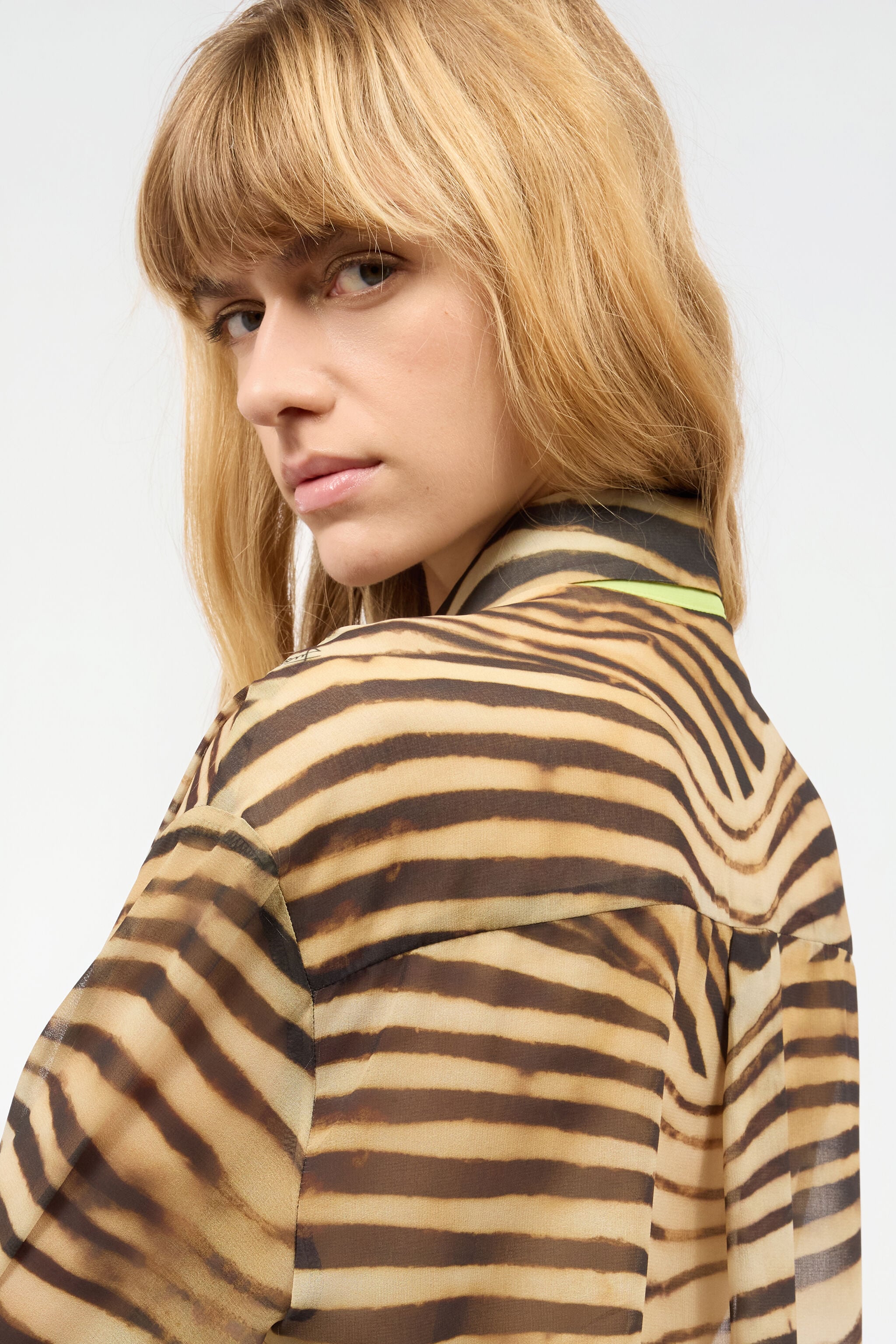 JC Shirt With Tiger Skin Print Light Brown UFT148-UF214