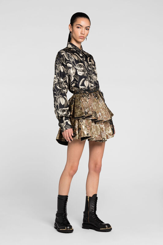 RC Floral-Brocade Mini Skirt RC Floral-Brocade Mini Skirt MARRONE PQT303-DJ067