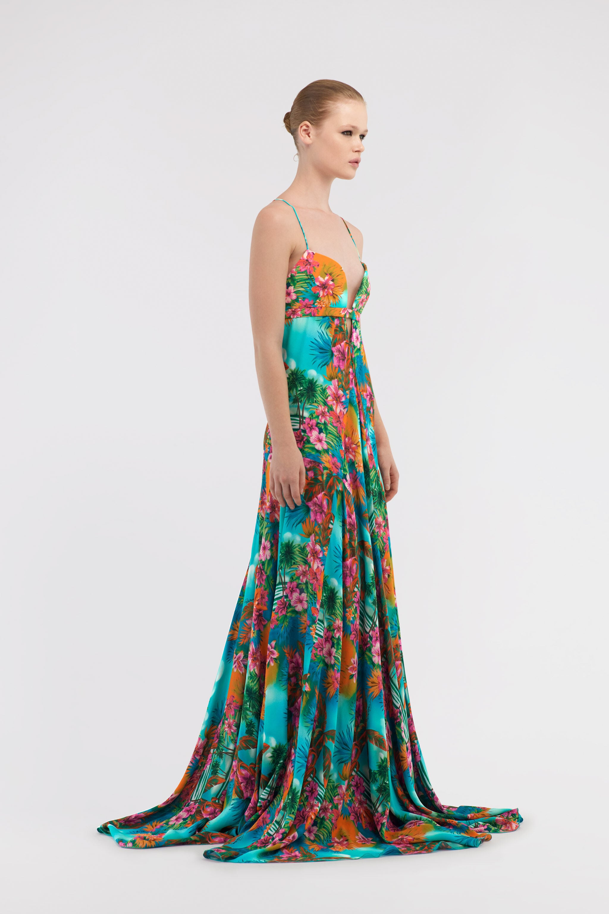 RC Long dress Hawaii print RC Long dress Hawaii print Light blue SKT118-7HI84